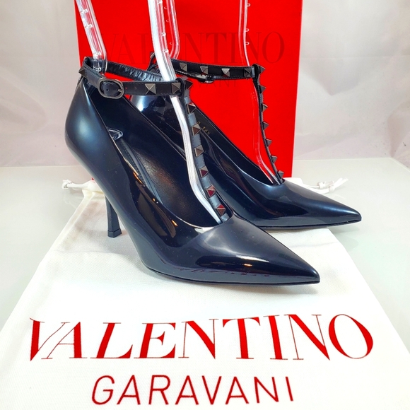NEW$1250 VALENTINO Rockstud Patent Leather 100 Pumps With Matching Studs Sz 36.5 - Picture 7 of 16